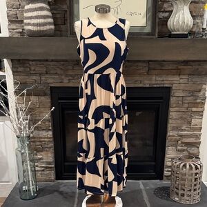 Gilli Navy and Cream Abstract Tier Dress